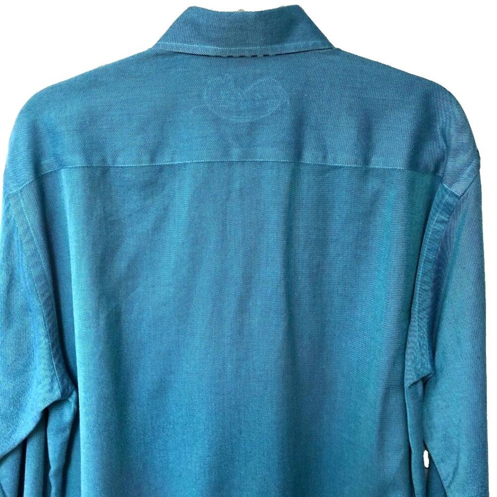Robert Graham Solid Teal Blue Button Down Shirt M… - image 5